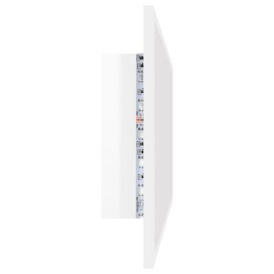 vidaXL Lustro łazienkowe z LED, białe na wysoki połysk, 100x8,5x37 cm