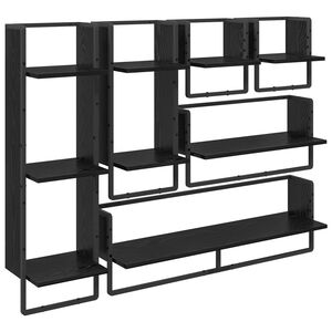 vidaXL Zestaw p&oacute;łek ściennych 6 szt. Czarny Dąb 100 x 25 x 30 cm
