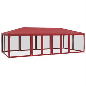 vidaXL Namiot imprezowy z 12 ścianami z siatki, czerwony, 8x4 m, HDPE