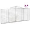 vidaXL Kosze gabionowe, 7 szt, 300x30x120/140 cm, galwanizowane żelazo