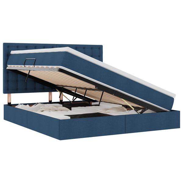 vidaXL Ł&oacute;żko z miejscem na przechowywanie i LED Niebieski 160 x 200 cm