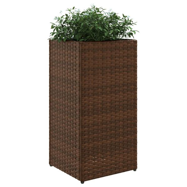 vidaXL Donice ogrodowe, 2 szt., brązowe, 30x30x60 cm, rattan PE
