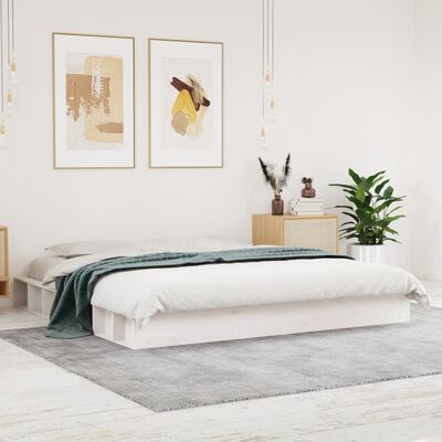 vidaXL Rama łóżka, biała, 200 x 200 cm, lite drewno sosnowe