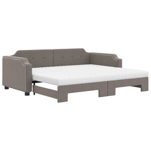 vidaXL Sofa rozsuwana z materacami, kolor taupe, 90x200 cm, tkanina