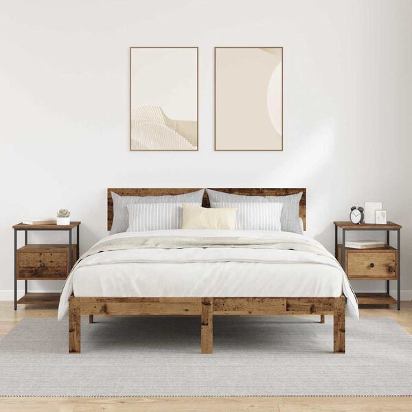 vidaXL Szafka Nocna z szufladą 2 pcs Stare drewno 40 x 42 x 56 cm