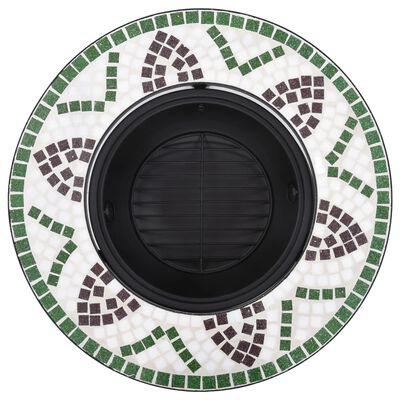 vidaXL Palenisko z mozaiką, zielone, 68 cm, ceramika
