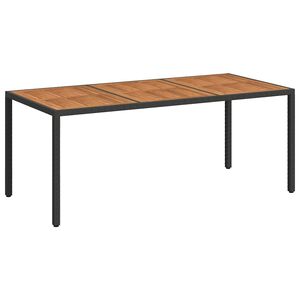 vidaXL St&oacute;ł ogrodowy, 190x90x75 cm, czarny rattan PE i drewno akacjowe