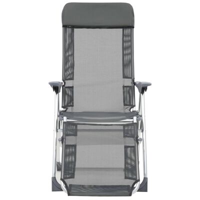 vidaXL Składane krzesła turystyczne z podnóżkami, 2 szt., szare