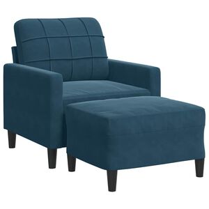 vidaXL Fotel z podn&oacute;żkiem, niebieski, 60 cm, obity aksamitem