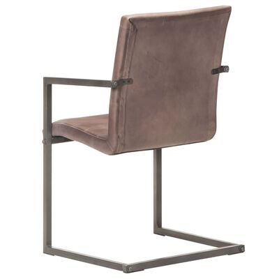 vidaXL Krzesła stołowe, wspornikowe, 6 szt., brązowe, skóra naturalna