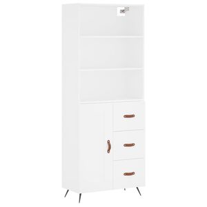 vidaXL Witrynka, biała, 69,5x34x180 cm, materiał drewnopochodny