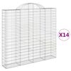 vidaXL Kosze gabionowe, 14 szt, 200x30x180/200cm, galwanizowane żelazo