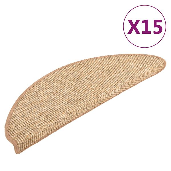 vidaXL Maty na schody 15 szt. 56x17x3 cm Jasnobrązowe p&oacute;łokrągłe
