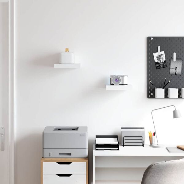 vidaXL P&oacute;łki ścienne, 2 szt., białe, 23 x 23,5 x 3,8 cm, MDF