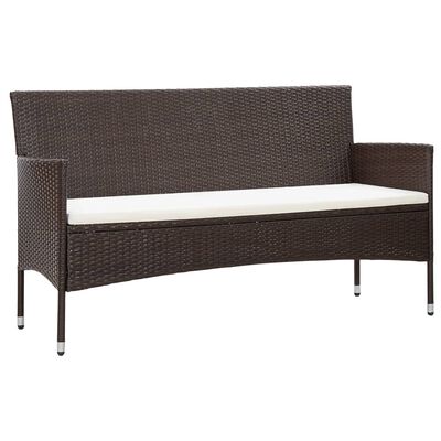 vidaXL 3-osobowa sofa ogrodowa z poduszkami, polirattan, brązowa
