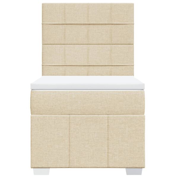 vidaXL Ł&oacute;żko kontynentalne z materacem, kremowe, tkanina, 80x200 cm