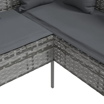 vidaXL Sofa w kształcie litery L z poduszkami, rattan PE, szara