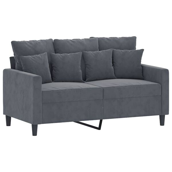 vidaXL Sofa 2-osobowa, ciemnoszary, 120 cm, tapicerowana aksamitem