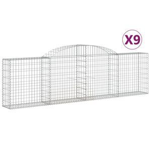 vidaXL Kosze gabionowe, 9 szt, 300x30x80/100 cm, galwanizowane żelazo