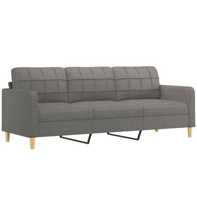 vidaXL 3-osobowa sofa z podnóżkiem, ciemnoszara, 210 cm, tkaniną