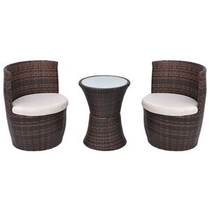 vidaXL 3-cz. zestaw mebli bistro z poduszkami, rattan PE, brązowy