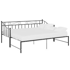 vidaXL Sofa z wysuwaną ramą ł&oacute;żka, czarna, metalowa, 90x200 cm