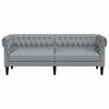 vidaXL Sofa Chesterfield, trzyosobowa, jasnoszara, obita tkaniną