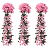 vidaXL Sztuczne girlandy kwiatowe, 3 szt., różowe, 85 cm