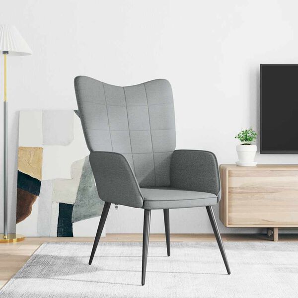 vidaXL Fotel, jasnoszary, obity tkaniną