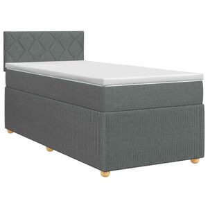 vidaXL Ł&oacute;żko kontynentalne z materacem ciemnoszary 80 x 200 cm tkanina