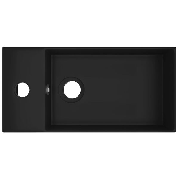 vidaXL Umywalka z otworem przelewowym, ceramika, matowa czerń