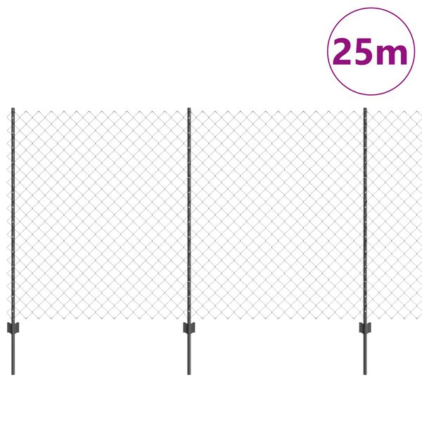 vidaXL Ogrodzenie z słupkiem Szary 1,4 x 25 m Stal i PVC