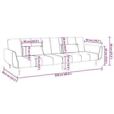 vidaXL 2-osobowa kanapa z 2 poduszkami, czarna, aksamitna