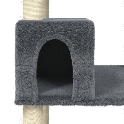 vidaXL Drapak dla kota z sizalowymi słupkami, ciemnoszary, 141 cm