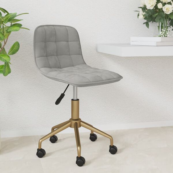 vidaXL Obrotowe krzesło stołowe, jasnoszare, obite aksamitem