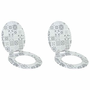 vidaXL Deski klozetowe wolnoopadające, 2 szt., MDF, wz&oacute;r porcelanowy