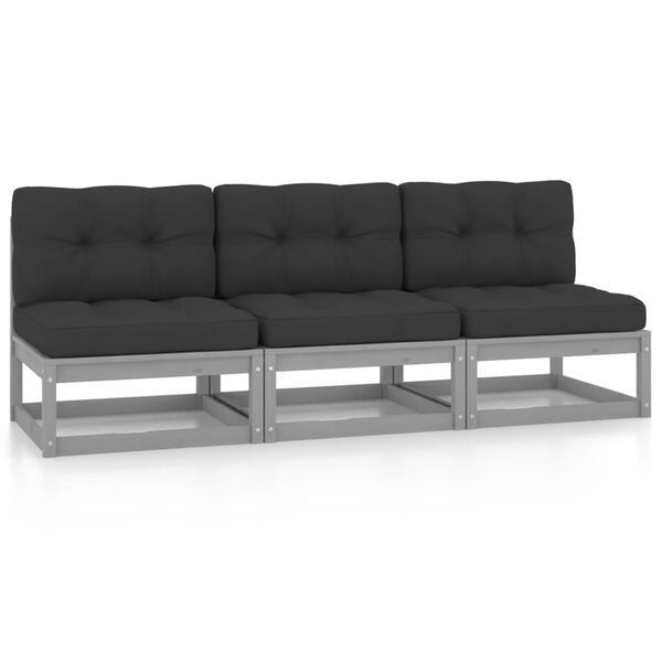 vidaXL 3-osobowa sofa z poduszkami, lite drewno sosnowe