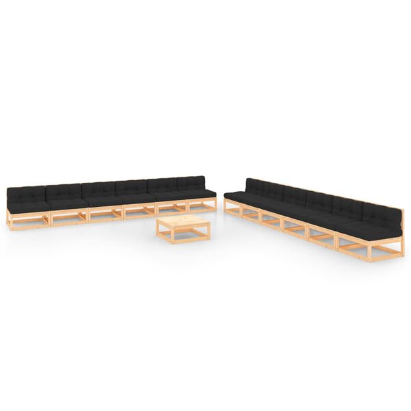 vidaXL 13-cz. zestaw wypoczynkowy do ogrodu, poduszki, drewno sosnowe