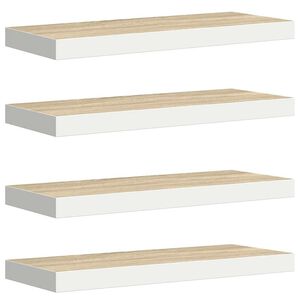 vidaXL P&oacute;łki ścienne, 4 szt., kolor dębu i biel, 60x23,5x3,8 cm, MDF