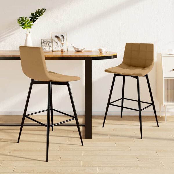 vidaXL Stołki barowe, 2 szt., brązowe, tapicerowane aksamitem