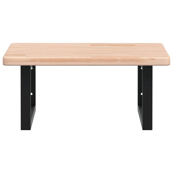 vidaXL Półka ścienna pod umywalkę, stal i lite drewno dębowe