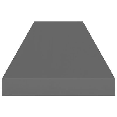 vidaXL Półka ścienna, wysoki połysk, szare, 90x23,5x3,8 cm, MDF
