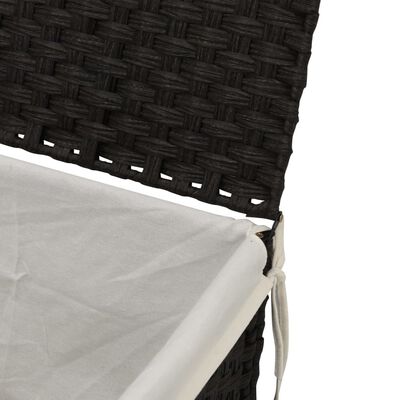 vidaXL Kosz na pranie, z pokrywą, czarny, 55,5x35x34 cm, polirattan