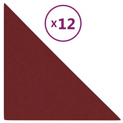 vidaXL Panele ścienne, 12 szt., kolor wina, 30x30 cm, tkanina, 0,54 m²