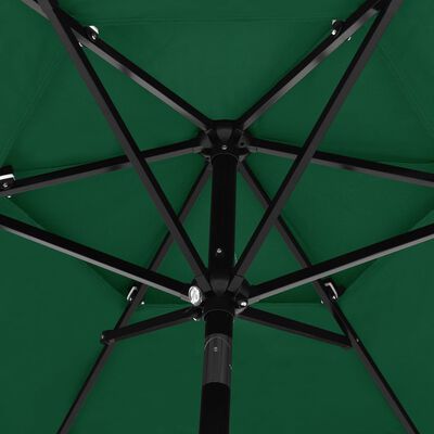 vidaXL 3-poziomowy parasol na aluminiowym słupku, zielony, 2,5 m