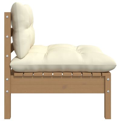 vidaXL 2-osobowa sofa ogrodowa z kremowymi poduszkami, drewno sosnowe