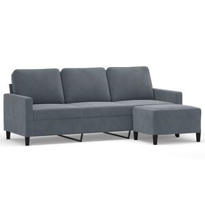 vidaXL 3-osobowa sofa z podn&oacute;żkiem, ciemnoszary, 180 cm, aksamit