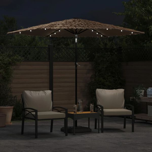 vidaXL Parasol ogrodowy z LED, stalowy słupek, brązowy, 268x268x226 cm