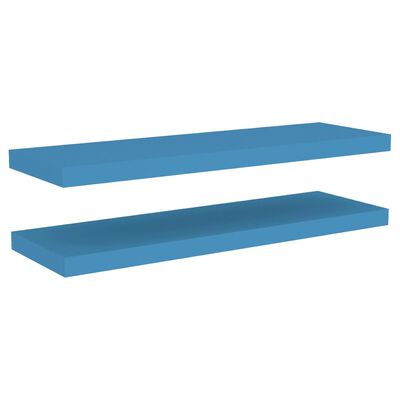 vidaXL Półki ścienne, 2 szt., niebieskie, 80 x 23,5 x 3,8 cm, MDF