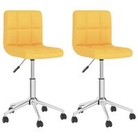 vidaXL Obrotowe krzesła stołowe, 2 szt., musztardowe, obite tkaniną